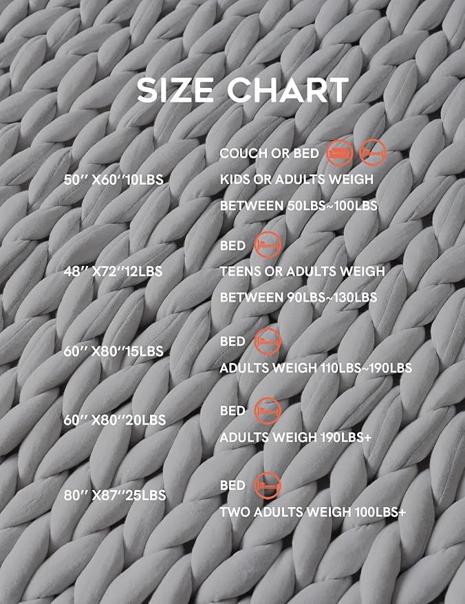 YnM Weighted Blanket, Handmade Chunky Yarn Knitted Design, Soft and Cozy, Temperature Regulating and Breathable, Machine Washable Throw for Sleep or Home Decor (Silver Grey, 80x87 Inch, 25lbs)