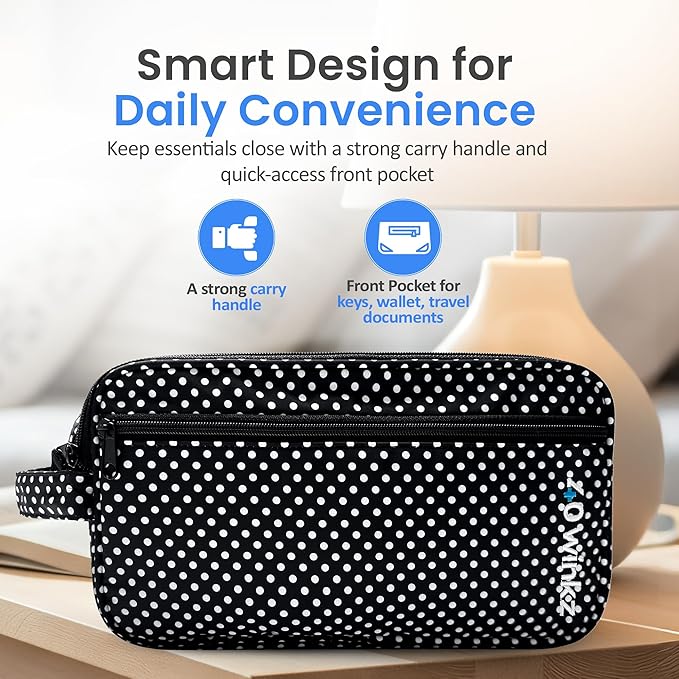40Winkz USA, Travel Carrying & storage bag compatible with ResMed AirMini Machine, Carrying Case with adjustable shoulder strap and luggage strap Black (Empty Bag Only) (Black & White)