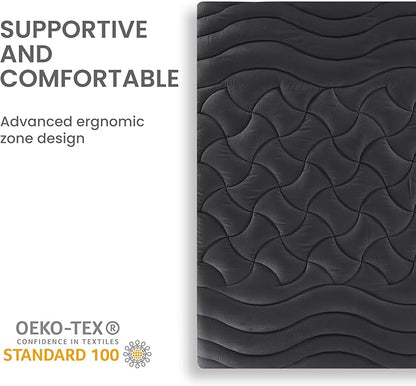 SLEEP ZONE Cooling Mattress Topper California King, Premium Zoned Cool Mattress Pad Cover, Padded Mattress Protector Breathable Washable, Deep Pocket 8-21" (Black, Cal King)