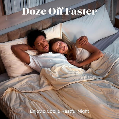 Lavish Comforts® Cooling Comforter, Full/Queen, Blanket for Hot Sleepers, All Season Bedding to Keep Cool for Night Sweats, Breathable Lightweight Blanket, 90"x90" Inches, Cool Cream