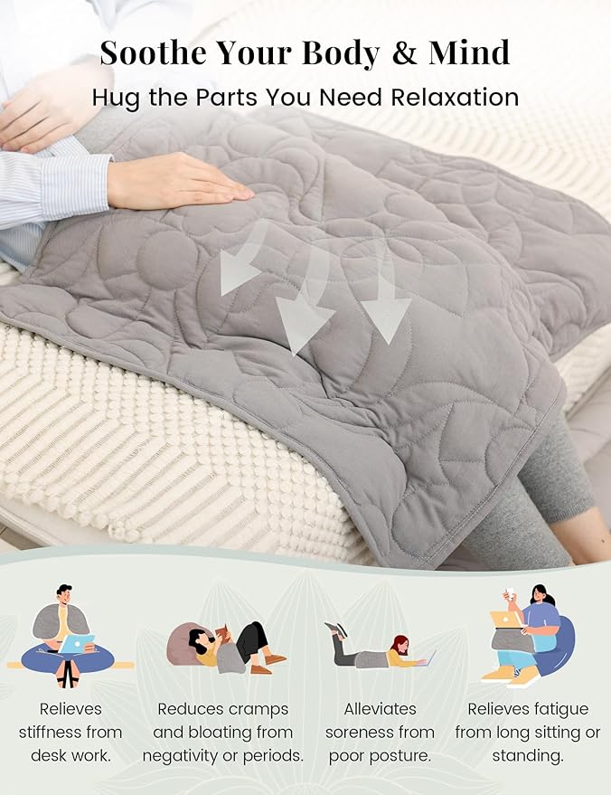 ZonLi Weighted Lap Blanket 3lbs for Meditation, Yoga, Napping, Sleeping and Travel, Cotton Weighted Blanket for Adults, Skin Friendly & Machine Washable, 29x24 inches, Light Gray