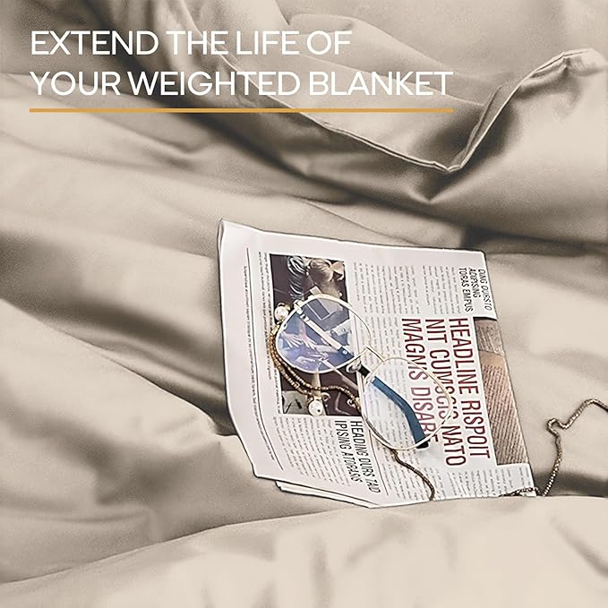 ZonLi 48"x72" Khaki Duvet Cover, Oeko-texCertified 100% Cotton, Twin Size RemovableDuvet Cover for Weighted Blanket