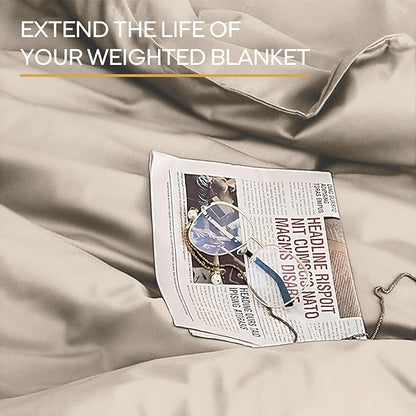 ZonLi 60"x80" Khaki Duvet Cover, Oeko-texCertified 100% Cotton, Queen Size RemovableDuvet Cover for Weighted Blanket