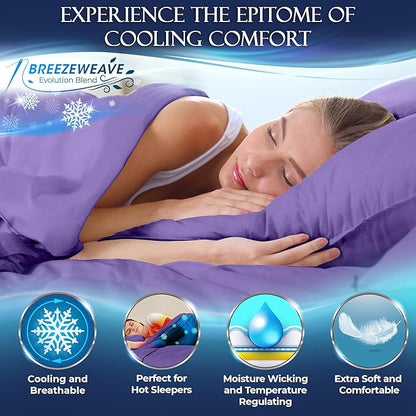 DECOLURE Cooling Bed Sheets Twin Set 3pcs - Luxurious & Ultra-Soft Twin Size Cooling Sheets for Hot Sleepers - Comfortable Cool Bamboo Viscose Microfiber Sheets Twin Size w/Deep Pockets (Purple)