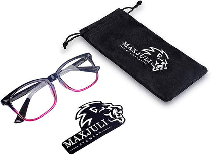 MAXJULI Blue Light Blocking Glasses,Computer Reading/Gaming/TV/Phones Glasses for Women Men(Purple Gradient Pink)