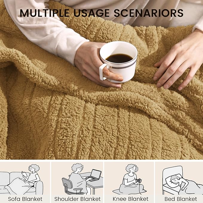 Heated Blanket Electric Blanket Twin - Fast Heating Blanket Throw Double Sided Sherpa Ultra Soft Cozy with 10 Heating Levels & 2-10 Hours Auto Off, Mashine Washable, 62 x 84 Inches, Camel
