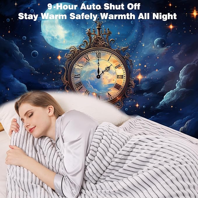 ZonLi Heated Weighted Blanket 20lbs, 60x80 Queen Size, Weighted Heated Blanket for Adults, Fast Heating 10 Heating Levels & 12H Auto Shut-off, Soft Comfort Flannel Heavy Blanket with Glass Beads