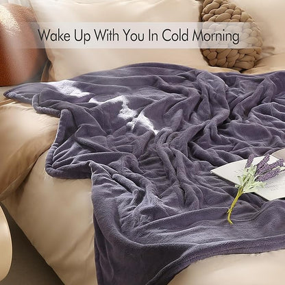 Electric Blanket Heated Throw - 72"x84" Double Sided Extremely Soft Coral Fleece Heated Blanket, Washable Heating Blanket with 1-10 Hours Adjustable Timer & 6 Heating Levels, Lavender Purple