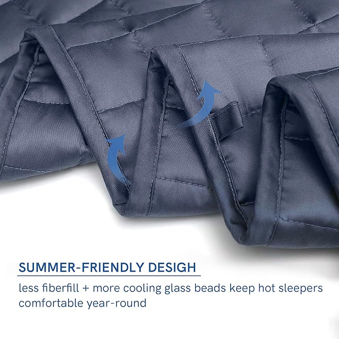 YnM King Size Cooling Weighted Blanket for Adults (88x104 Inches, 40 Pounds, Blue Grey), Perfect for Hot Sleepers with Cooling Rayon/Glass Beads, Heavy Bed Blanket for Couple on Queen or King Bed