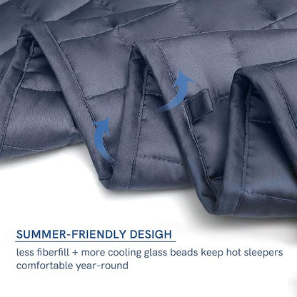 YnM King Size Cooling Weighted Blanket for Adults (88x104 Inches, 50 Pounds, Blue Grey), Perfect for Hot Sleepers with Cooling Rayon/Glass Beads, Heavy Bed Blanket for Couple on Queen or King Bed