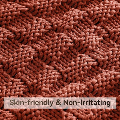 Knitted Weighted Blanket Adults, No Beads Heavy Blanket 36” x 48'' 3lbs, Breathable Chunky Knit Blanket, Cooling Weighted Blanket for Hot Sleepers, Christmas Home Decor (Orange)