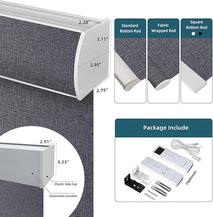 Motorized Blinds with Remote,70% Blackout Light Filtering Shades Compatible with Alexa Google Homekit,Remote Control Motorized Shades,Custom Size,Dark Charcoal Grey