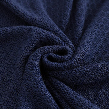 NTBAY Cable Knit Cooling Toddler Blanket, Soft and Breathable Baby Blanket 30x40 Inches Made from Rayon Derived from Bamboo for Crib, Stroller, Nursery, Navy Blue