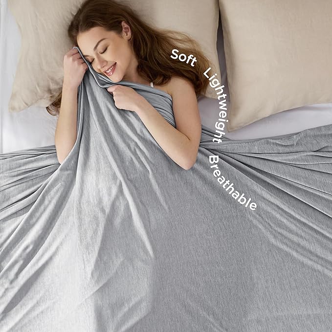 Bedsure Light Grey Cooling Blanket King Size for Hot Sleepers - Summer Cold Blanket for King Size Bed with Rayon Derived from Bamboo, Ice Cool Cold Arc-Chill Thin Summer Bedding Essentials, 108x90