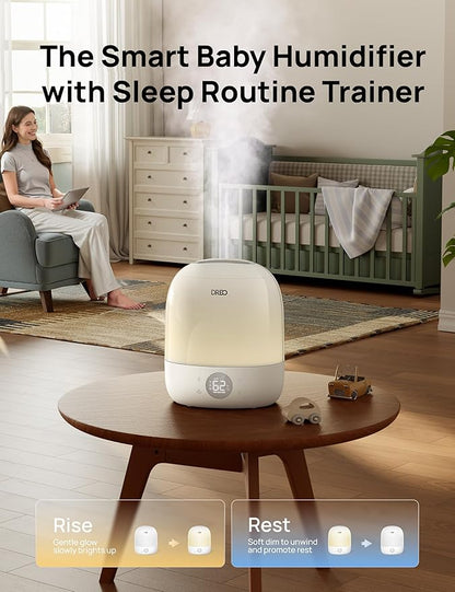 DREO Humidifiers for Bedroom - 30H Max Runtime & RGB Night Light & Sleep Trainer, Ultra Quiet 28dB Cool Mist Humidifier, Top Fill Smart Air Humidifier for Plants, Perfect for Baby & Nursery, HM409S