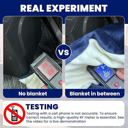 Preboun 59.06 x 47.24 Inch Large Faraday Blanket for Protection Pregnant Babies, Emf Blocker Blanket for 5 g, Bluetooth, Phone Towers, Two Sides Using for Beds Couches Travel (Flannel, Dark Blue)