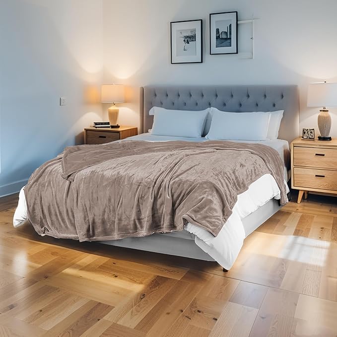 Electric Heated Blanket 72"x84" Full Size Flannel Heated Blanket, Cozy & Warm for All Night, 4 Heat Settings & 10 Hours Auto Off, Machine Washable, Linen