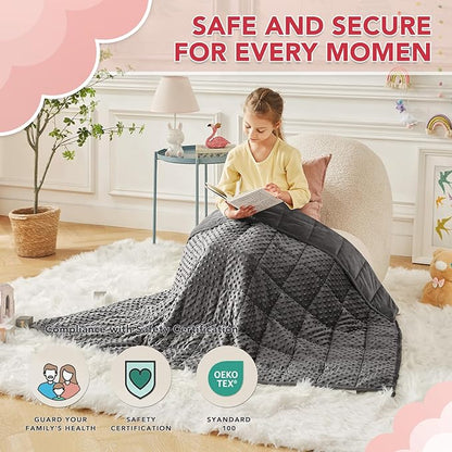 CuteKing Weighted Blanket - Weighted Blanket with Premium Glass Beads - Heavy Blanket Crystal Velvet for Comfort Sleep - Thick Blanket All Season (5lbs, 36"x48", Grey Bubble)