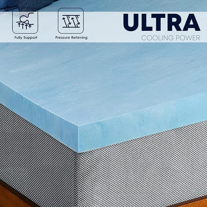 Greaton, 3-Inch Gel Memory Foam Mattress Topper, CertiPUR-US Certified for Superior Comfort and Support, Twin, Blue