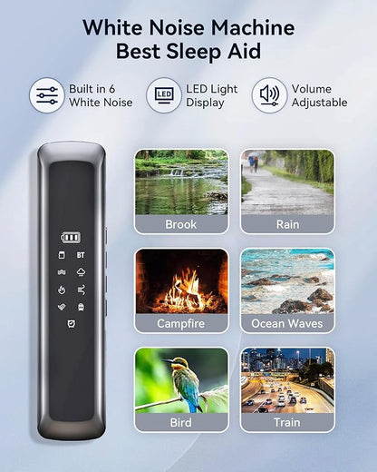 Bone Conduction Under Pillow Speaker Blutooth for Sleeping - Intuitive Glow-Guide, 3 Timers, 6 Soothing Sounds, White Noise Sound Machine for Adult, Kids, Side Sleeper, Podcasts & Audiobooks