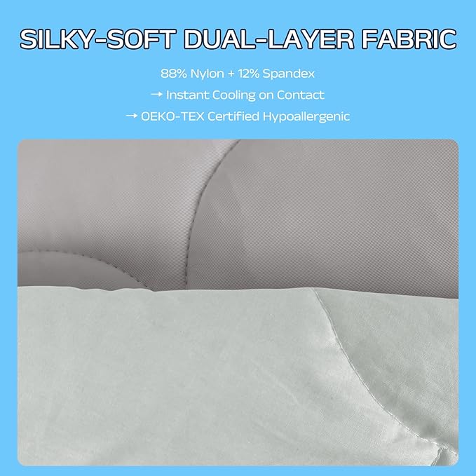 Cooling Comforter for Hot Sleepers - Lightweight Breathable Tencel Blend, Double Sided All-Season Comforter, Temperature Regulating & Machine Washable (Light Gray, Throw(70''L*60''W))