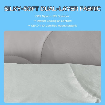 Cooling Comforter for Hot Sleepers - Lightweight Breathable Tencel Blend, Double Sided All-Season Comforter, Temperature Regulating & Machine Washable (Light Gray, Throw(70''L*60''W))