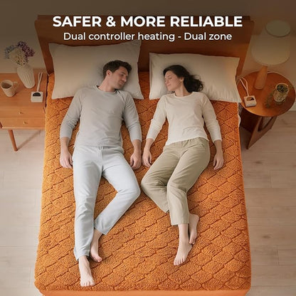 Electric Heated Mattress Pad King Size Heating Mattress Pad Dual Control 78x80IN Sherpa Warm Winter Deep Pocket 6 Heat Settings 1-9-Hour Timer Auto-Off Machine Washable Mocha Mousse New Launch