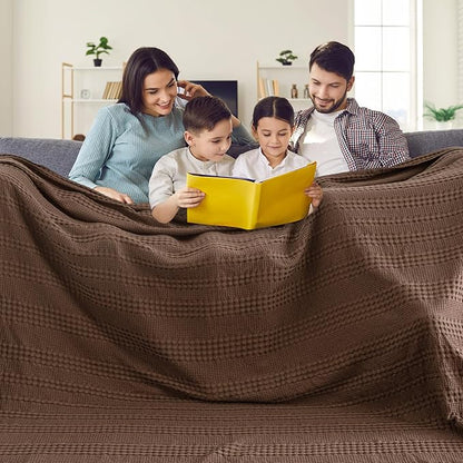 PHF Cooling Waffle Blanket California King Size, Lightweight 60% Rayon Derived from Bamboo & 40% Cotton Breathable Blanket for Hot Sleepers, Soft and Luxury for Bed Couch and Sofa, 110"x96", Chocolate