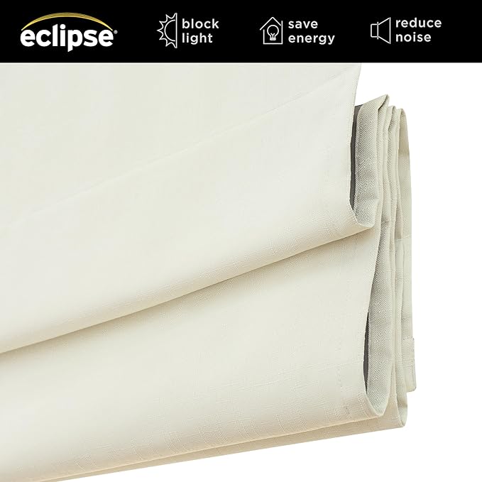 Eclipse Kylie 100% Blackout Window Roman Shade, 23 in Wide x 64 in Long, Cordless, Thermal and Noise Reducing Interior Shade Window Treatment for Home Privacy & Energy-Efficiency, Ivory
