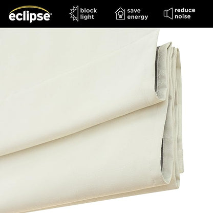 Eclipse Kylie 100% Blackout Window Roman Shade, 23 in Wide x 64 in Long, Cordless, Thermal and Noise Reducing Interior Shade Window Treatment for Home Privacy & Energy-Efficiency, Ivory