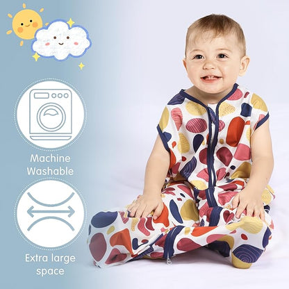 3 Pack Baby Sleep Sack 100% Rayon Cotton Baby Sleeping Bag 2-Way Zipper Toddler Wearable Blankets TOG 0.3. (Leopard&Cobble&Green, 6-12 Months)