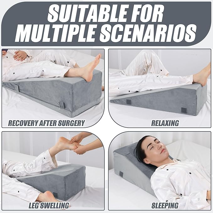 ROYALAY Leg Elevation Pillows for After Surgery, Adjustable Height Knee Surgery Recovery Equipment, Knee Replacement Recovery Aids for Hip Ankle Pain Relief Patent Pending, Single Leg