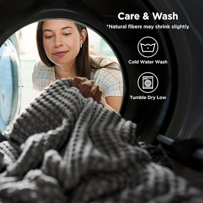 Bedsure Cooling Cotton Waffle Weave Blanket - Lightweight Breathable Blanket of Rayon Derived from Bamboo for Hot Sleepers, Luxury Throws for Bed, Couch and Sofa, Grey, 50x70 Inches
