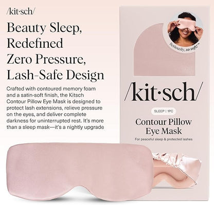 Kitsch Contour Pillow Eye Mask – Softer Than Silk Eye Masks for Sleep, Blindfold Sleep Masks for Women & Men, No Eye Pressure, Lightweight, Eye Care, Travel Essentials - Blush