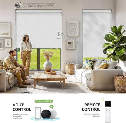 ZSTARR Motorized Smart Blind for Window with Remote Control, Automatic Blackout Roller Shade Customizable Size,with Valance Child Safety Rechargeable Battery Blinds (Waterproof White)