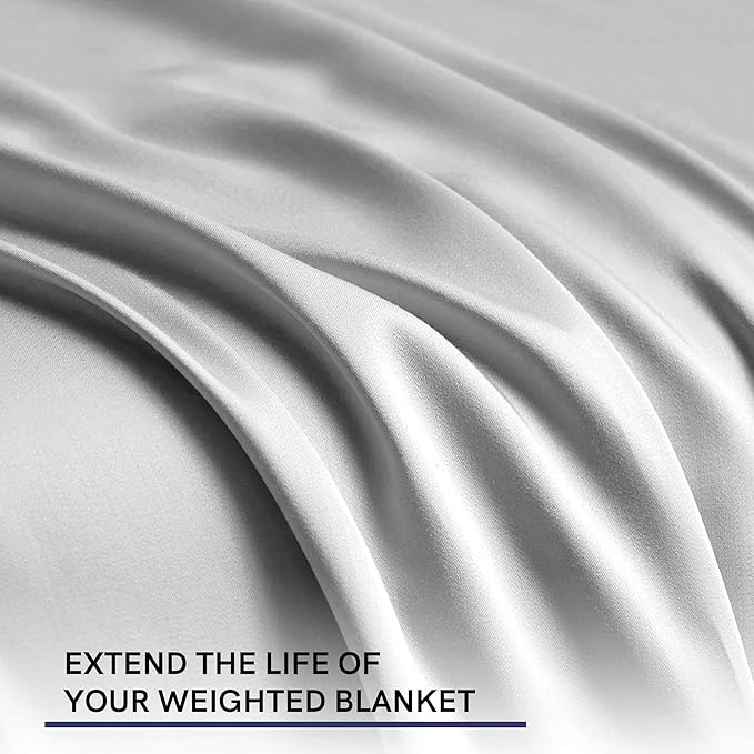 YnM Cooling Duvet Cover for Weighted Blankets with 8 Strings (Light Grey, 80"x87")