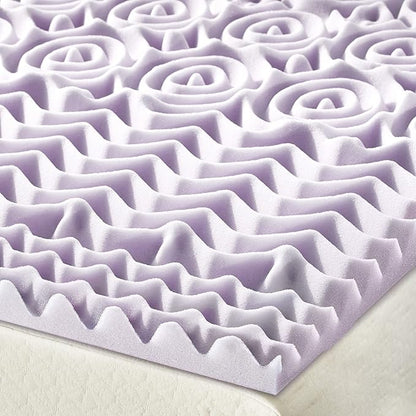 Mellow 1.5 Inch 5-Zone Memory Foam Mattress Topper, Soothing Lavender Infusion, Twin