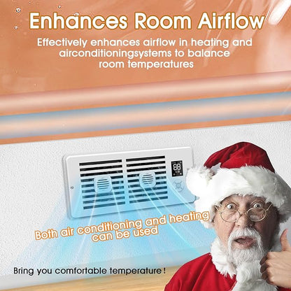 Register Booster Fan,10-Speed Smart Thermostat AC Vent Fan with Timer Setting and Aroma Function, Air Vents Fans & Heating for Wal (White, 4" x 10")
