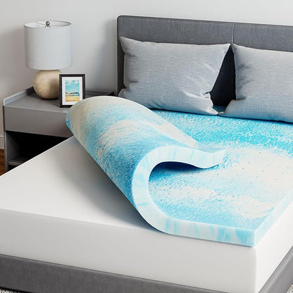 Novilla Full Memory Foam Mattress Topper 3 Inch, Cooling Gel Infused, Ventilated Pressure Relief Pad, Medium Comfort for Sofa, RV, Camper, Dorm Room