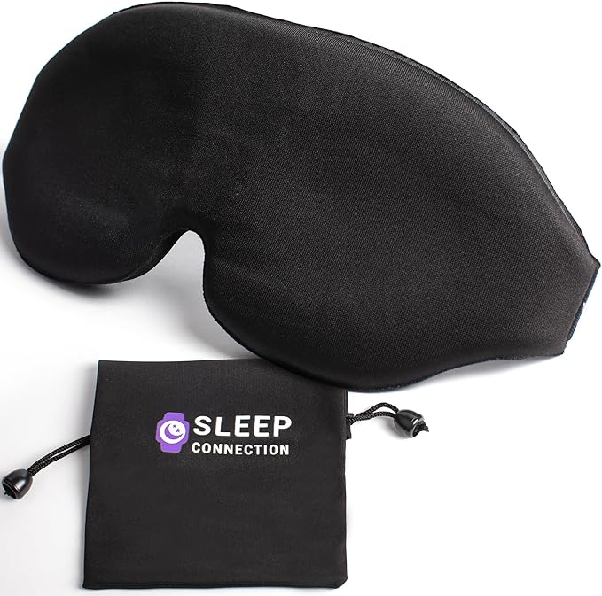 3D Sleep Mask - Light Blocking Silk Sleeping Mask for Men and Women with Deep Eye Socket, Eyelash Protector Sleep Mask - Premium Foam, Adjustable Eye Mask with Silky Pouch