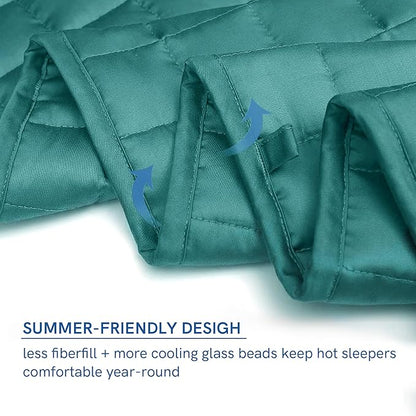 YnM Cooling Weighted Blanket for Adults, 12lbs Heavy Bed Throw for One Person of 110lbs, Perfect for Hot Sleepers or Warm Climates with Rayon/Glass Beads(48x72 Inches,Twin/Full Bed, Sea Grass)