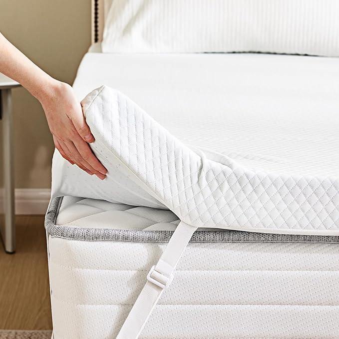 NEWBULIG 2 Inch Memory Foam Mattress Topper Twin, Memory Foam Pad with Removable & Washable Cover, Bed Topper for Back Pain, Non-Slip Ventilated Design