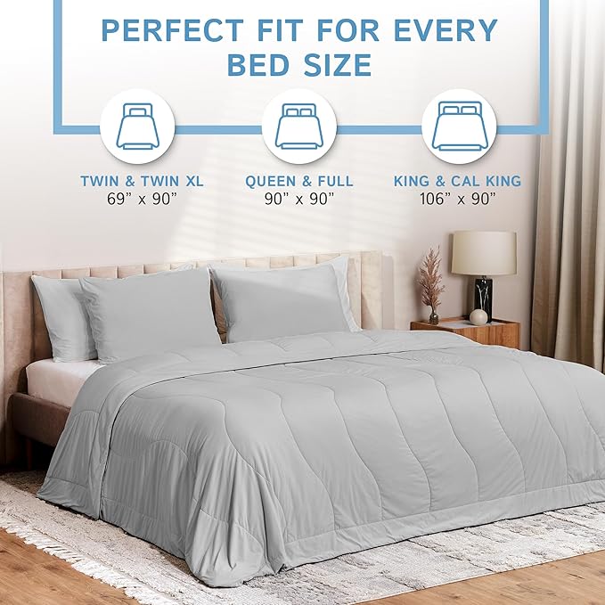 Four Seasons Essentials Cooling Comforter - Queen Size 90" x 90" - Gray