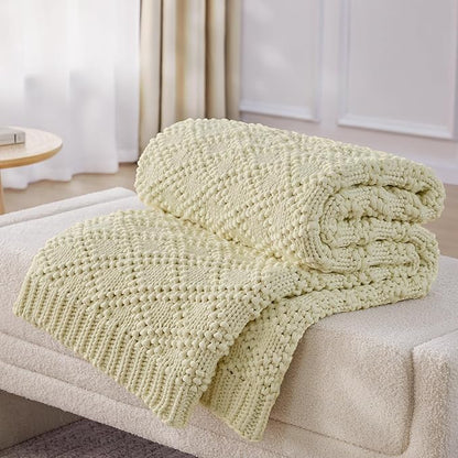 Knitted Weighted Blanket for Adult, Chunky Knit Weighted Throw for Sleep 36"*48" 5lbs, Cooling Breathable Heavy Blanket for Hot Sleepers, Machine Washable Blanket for Room Decor(Cream White)