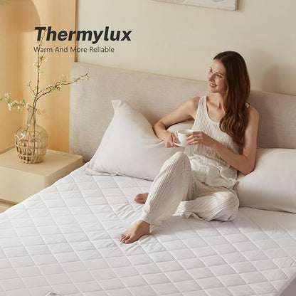 Electric Mattress Pad Full Size Quilted Wave 10 Heat Settings with 12 Hour Auto Off, Deep Pocket Fits up to 15", Microfiber Bed Warmer, ETL Certified Machine Washable, 54"x75"