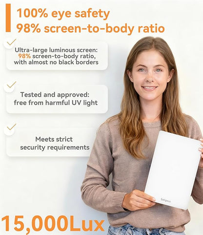 Light Therapy Lamp, 15,000 Lux Happy Lamp, Adjustable Brightness UV-Free, Touch Control Sun Lamp with Memory Function Timer - Ideal for Home Office Desk Use to Boost Mood, Focus
