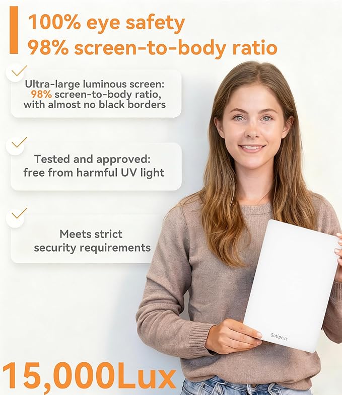 Light Therapy Lamp, 15,000 Lux Happy Lamp, Adjustable Brightness UV-Free, Touch Control Sun Lamp with Memory Function Timer - Home/Office Use As Lift Mood
