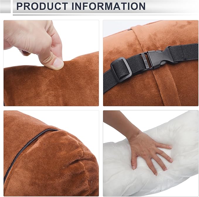 Car Headrest Pillow Ergonomic Comfortable Neck Pillow Neck Support Pillow Flannel, Memory Foam Adjustable Width Orange 2 Pcs for Driving Travel