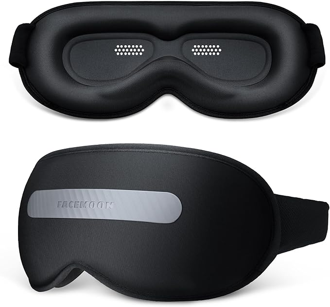 3D Sleep Eye Mask with Removeable Cover for Women Men, Peek-a-Boo Sleeping Mask with Blackout Strip to Allow Some Light in, Eye Cover for Lash Extensions, Blindfold with Adjustable Strap, Inkiness