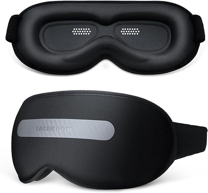 3D Sleep Eye Mask with Removeable Cover for Women Men, Peek-a-Boo Sleeping Mask with Blackout Strip to Allow Some Light in, Eye Cover for Lash Extensions, Blindfold with Adjustable Strap, Inkiness